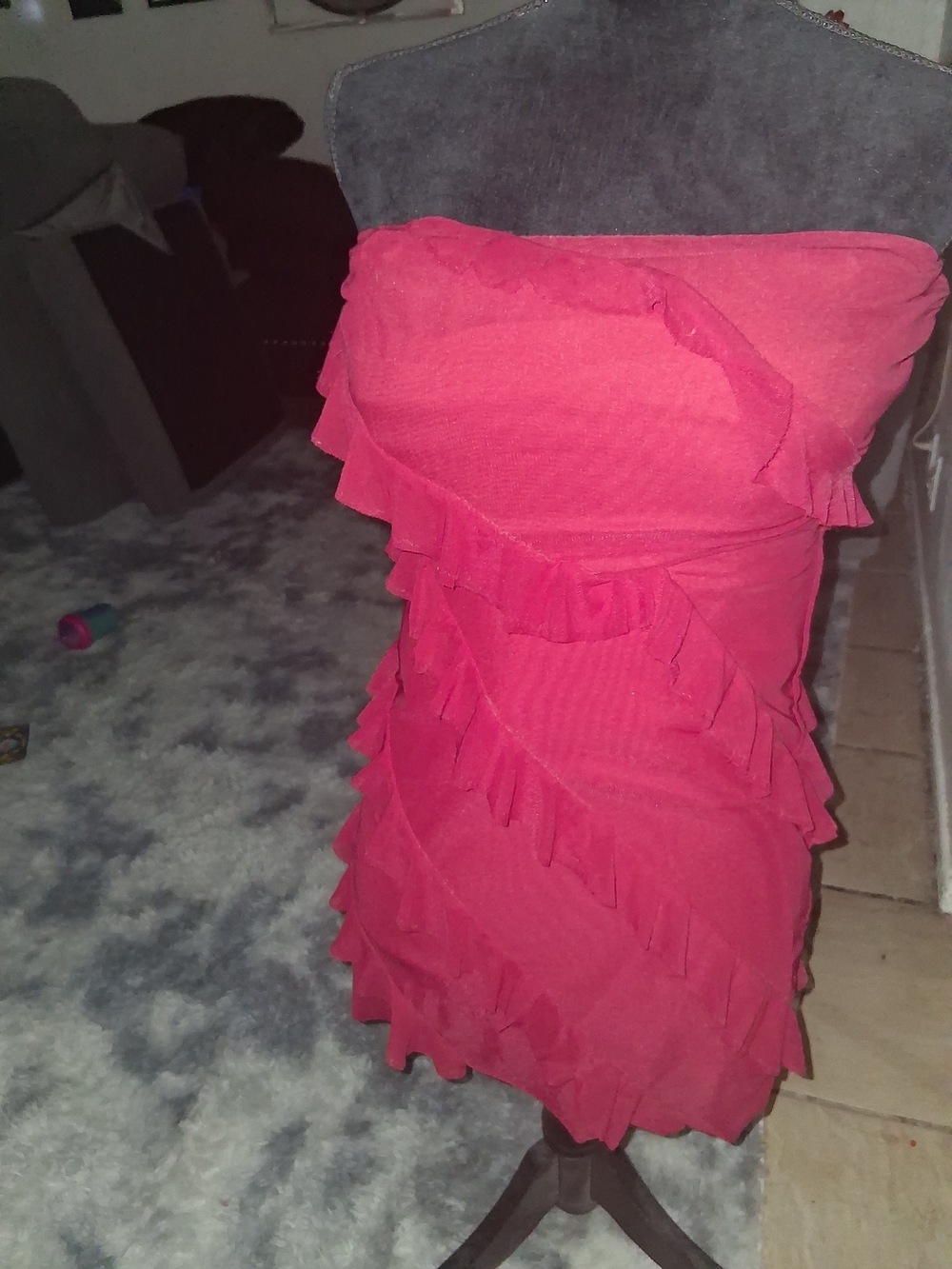 Strapless Ruffled Mini Dress - Hot Pink